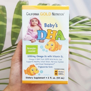 ดีเอชเอ สูตรน้ำ สำหรับเด็กทารก Babys DHA Omega-3s with Vitamin D3, 1050 mg 59 ml (California Gold Nutrition®)