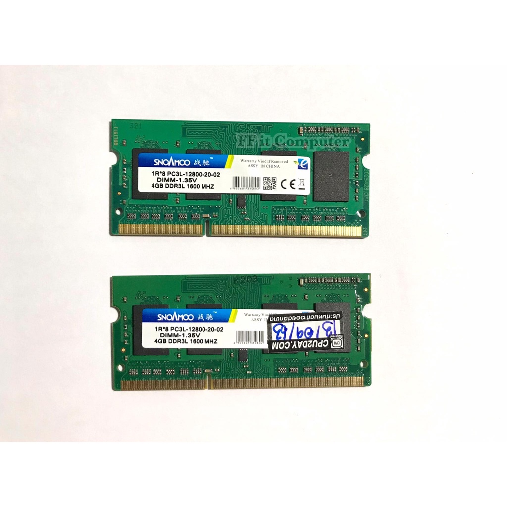 RAM NOTEBOOK DDR3L 8GB(4x2) 1600MHz 1Rx8 PC3L 12800 DIMM 1.35V(มือสอง)