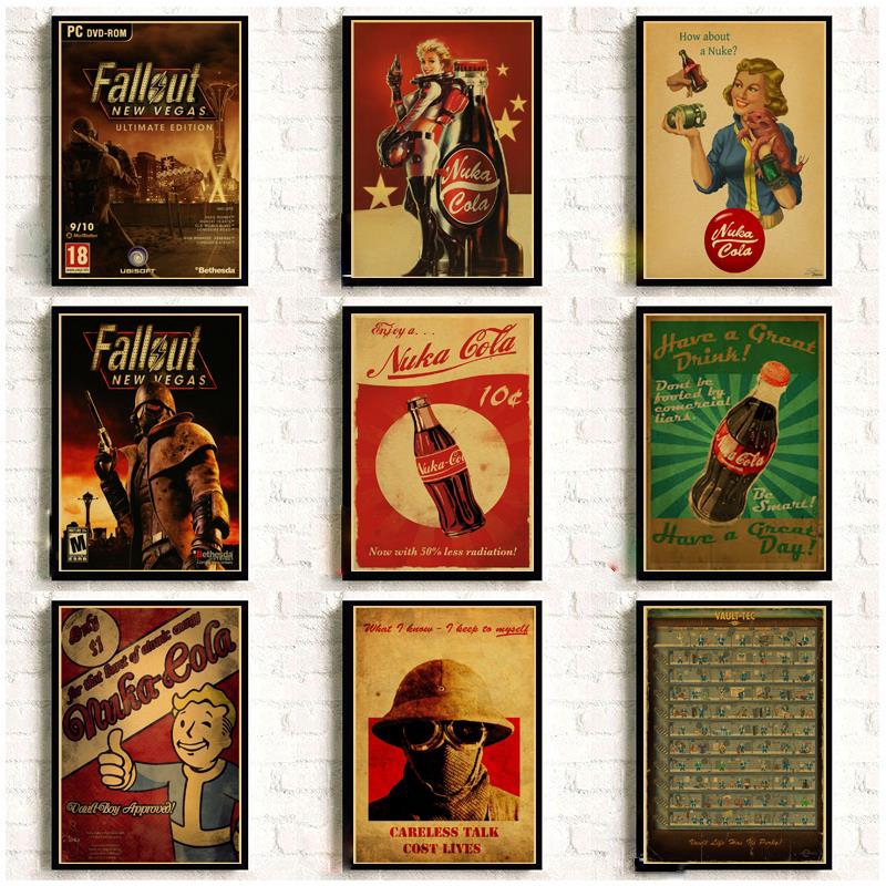 โปสเตอร์กระดาษคราฟท์ รูป Fallout 3 4 Game แนววินเทจ สําหรับตกแต่งบ้าน