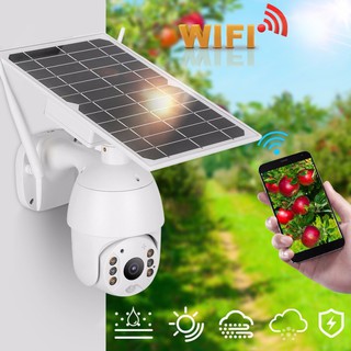 กล้องไร้สายภายนอก Intelligent Solar Energy Alert PTZ Camera WiFi Waterproof