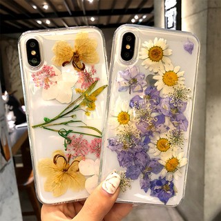 EPOXY real Flower Caseฝาครอบป้องกันอะคริลิคใส