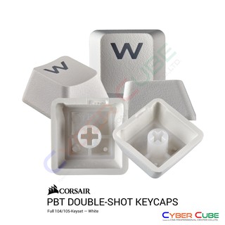 CORSAIR PBT DOUBLE-SHOT KEYCAPS Full 104/105-Keyset — White ปุ่มกดคีย์บอร์ด สีขาว ( ของแท้ศูนย์ Engine )