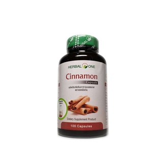 อ้วยอัน สมุนไพรอบเชย Herbal One Cinnamon 100 Capsule x 1 ขวด ขับลม บำรุงธาตุ เหมาะสำหรับผู้ป่วยโรคเบาหวาน ทานง่าย