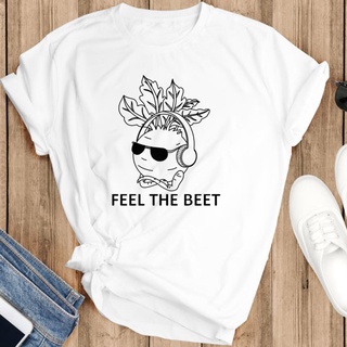 [S-5XL] เสื้อยืด พิมพ์ลาย The Beet Radish Listen To Music Chilling Time สีขาว