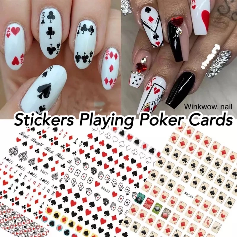 ♠️5D สติ๊กเกอร์ติดเล็บ สติกเกอร์ไพ่ ไพ่ Stickers Playing Poker Cards Nail