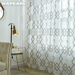 Napearl  ผ้าม่านสีขาว พิมพ์ลายเรียบง่าย ขนาด 100x130 ซม.