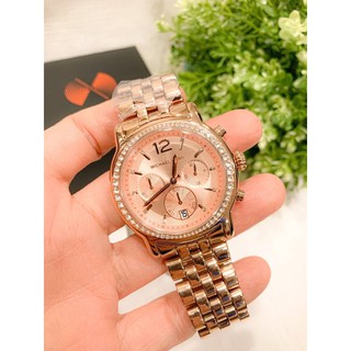 (ผ่อน0%) นาฬิกา สแตนเลส สีโรสโกลด์ MICHAEL KORS Baisley Chronograph Quartz Ladies Watch MK5983 rosegold