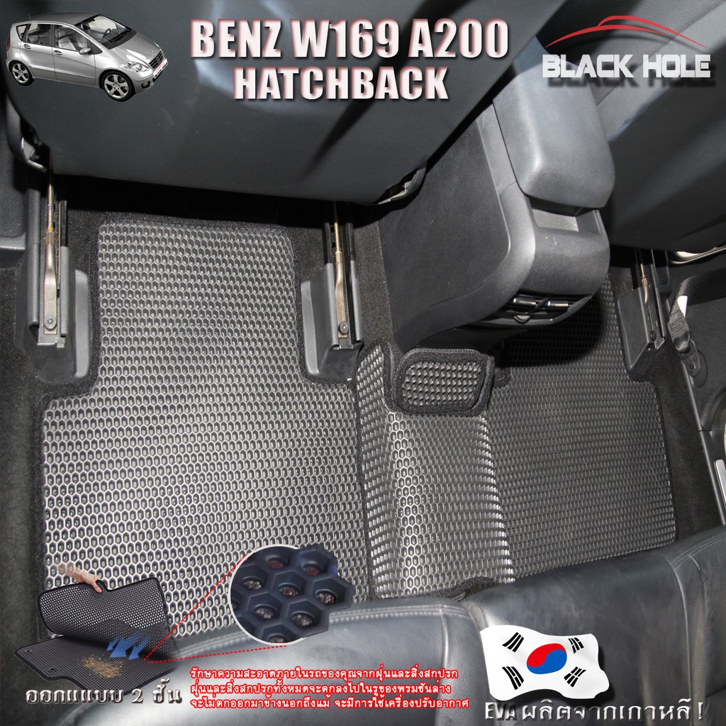 Benz W169 A200 2004-2012 Hatchback พรม2ชั้นแบบรูรังผึ้ง Blackhole - รูปที่ 3