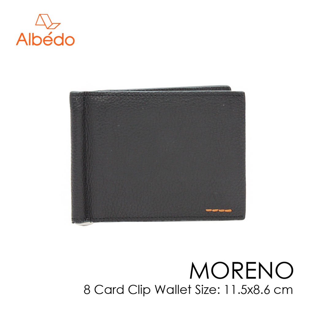 [Albedo] MORENO 8 CARD CLIP WALLET กระเป๋าสตางค์ แบบคลิปหนีบ หนังแท้ รุ่น MORENO