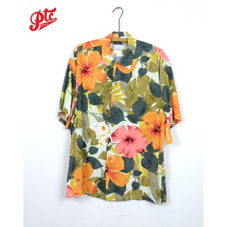 เสื้อฮาวาย JAMS WORLD / HIBISCUS PALM 100% RAYON MADE IN HAWAII,USA