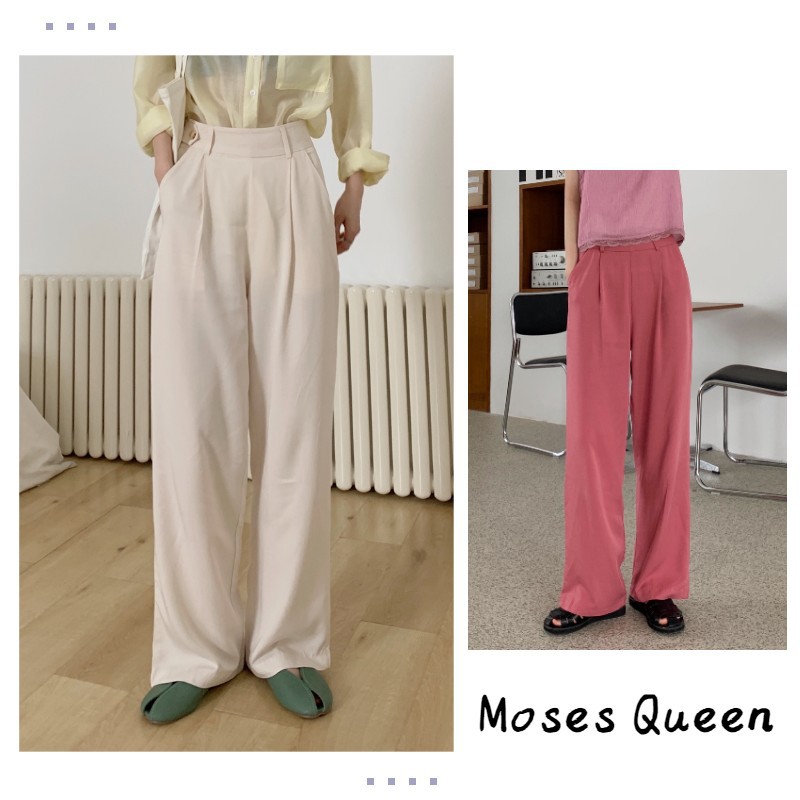 Moses Queen กางเกงสูทขากว้างผ้าชีฟองเกาหลี#A131