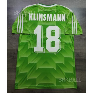 เสื้อบอล ย้อนยุค ทีมชาติ เยอรมัน 1988 เยือน Retro Germany Away พร้อมเบอร์ชื่อ 18 KLINSMANN เรโทร คลาสสิค