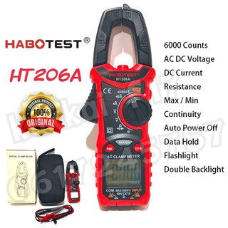 HABOTEST HT206A แคลมป์มิเตอร์ดิจิตอล Digital Clamp Meter เครื่องวัดแรงดันไฟฟ้า AC / DC สำหรับวัดแรงดันไฟฟ้า AC / DC