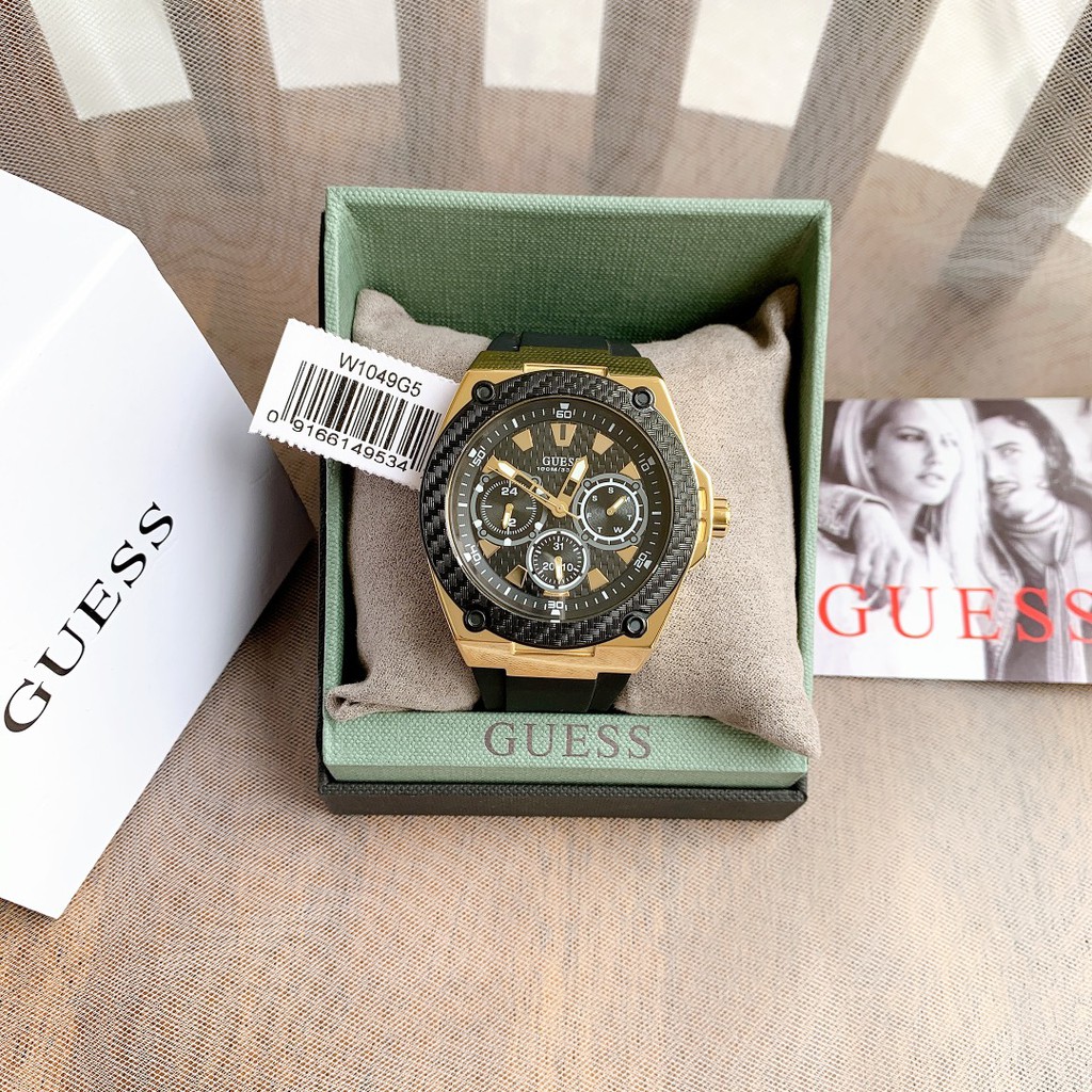 พร้อมสต็อก ！GUESS Legacy Quartz Black Dial Men's Watch W1049G5 W1049G2 W1049G6 W1049G3 45mm