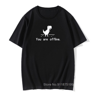 tshirtเสื้อยืดคอกลมฤดูร้อนเสื้อยืด ลายไดโนเสาร์ You Are Offline Error 404 สไตล์พังก์ สําหรับคอมพิวเตอร์Sto4XL