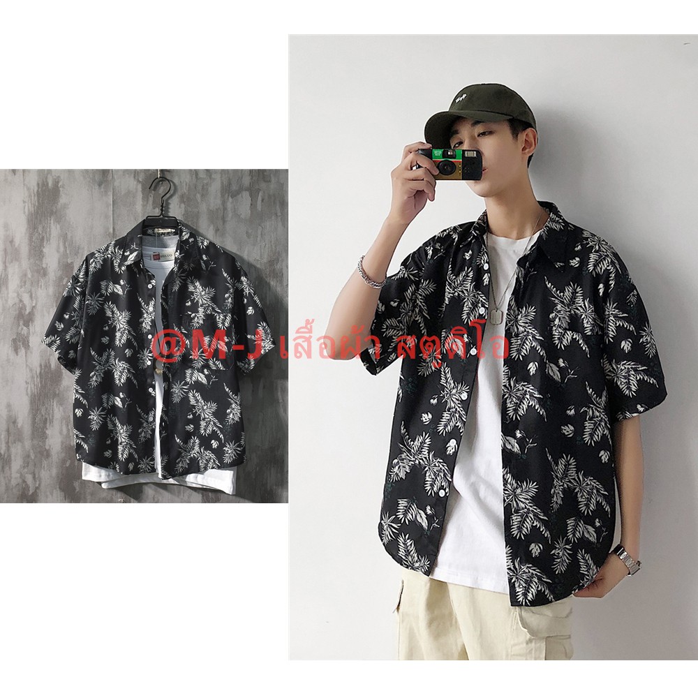 (S91-S100) เสื้อเชิ้ตฮาวาย แขนสั้น พิมพ์ลายดอกไม้ ขนาด - รูปที่ 7