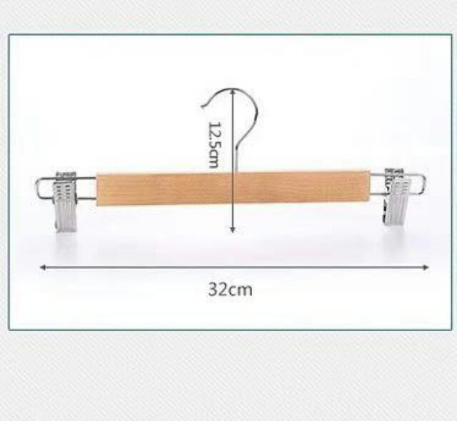 HappyThai ไม้แขวนไม้มีหนีบเหล็ก (12 ชิ้น) ไม้แขวนกางเกง ไม้แขวนกระโปง32cm Y-02 - รูปที่ 3