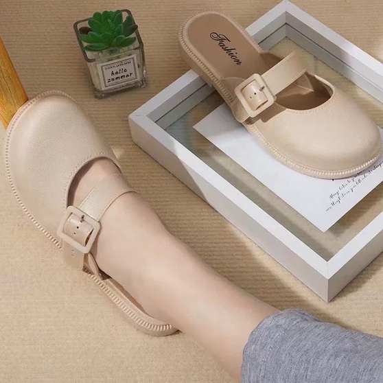 ส่งของทั่วประเทศรองเท้าผู้หญิงเปิดส้น นักเรียนญี่ปุ่นส้นเตี้ย แฟชั่น กันลื่นกันน้ำ สวมใส่สบาย PlusSize ไซส์ใหญ่ เท้าใหญ่