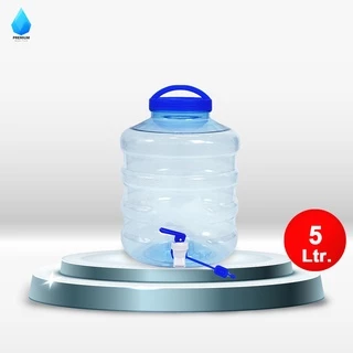 Premiumwatertank ถังน้ำ ถังน้ำดื่ม PET ถังน้ำมีก๊อกพร้อมหูหิ้ว ขนาด 5ลิตร ลาย 1X