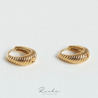 [RICHA] brass with 18k gold plated earring ต่างหูห่วง ชุบทอง18k ครัวซองท์