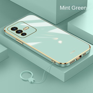 [ฟรีแหวนนิ้ว] เคสซิลิโคนนิ่ม ทรงสี่เหลี่ยม สีมาการอง เคลือบเงา สําหรับ VIVO V23e V23 V21 5G V21E V20 Pro V20 SE Y73