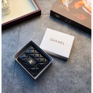 กระเป๋าสตางค์ CHANEL WALLET BLACK หนังแท้ อะไหล่รมทอง