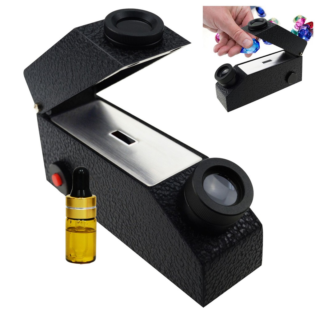 0.01 nD Scale Division Gem Refractometer พร้อมไฟ LED ในตัว + RI Oil
