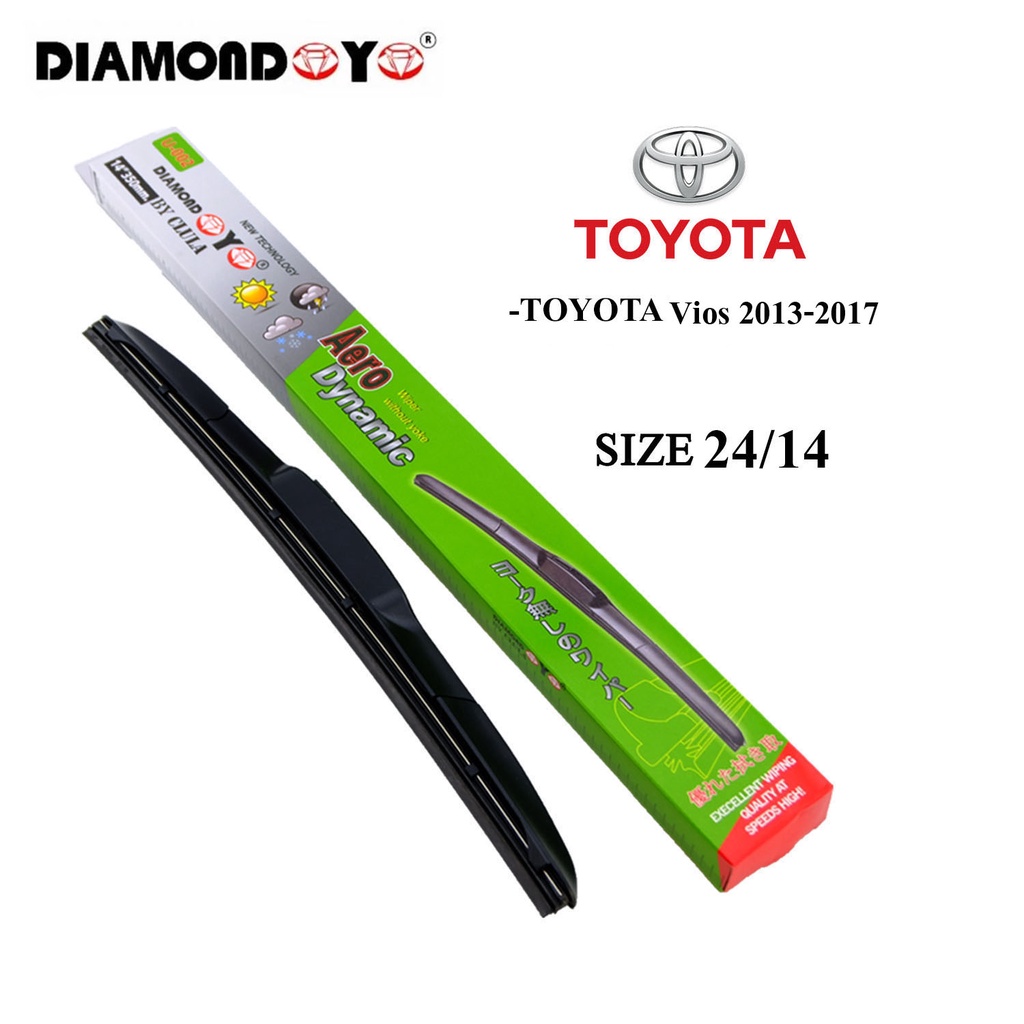 ที่ปัดน้ำฝน ก้านใบปัด ตรงรุ่น Toyota Fortuner 2015-2017 ขนาด22/16 ยี่ห้อ DIAMOND EYE กล่องเขียว