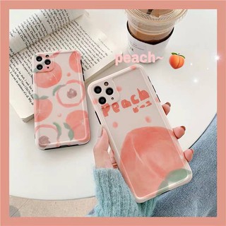 11 promax iPhone case เคสนิ่ม เนื้อซิลิโคน for iPhone X XS MAX XR  7+ 8PLUS full cover case peachวาดเดี่ยว/peachวาดลาย