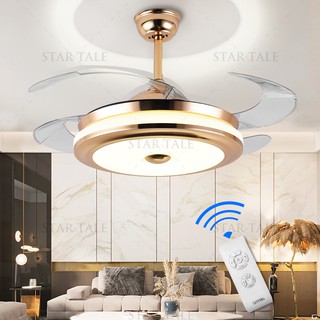 โคมไฟเพดาน ไฟพัดลม พัดลมไฟฟ้าCeiling Lights โคมไฟพัดลมเพดาน พัดลมเพดาน โคมไฟแบบมีพัดลมติดเพดาน ไฟ LED เปลี่ยนสีไฟได้ 3 ส