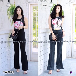 Set 2 ชิ้น เสื้อแขนกุด สกรีนลายขวดน้ำหอม +กางเกงขายาว TW9275