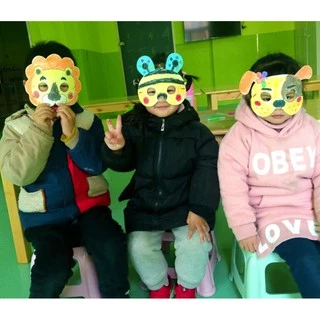 DIY Mask หน้ากากระบายสี หน้ากากลายการ์ตูนสัตว์ไม่มีสีให้นะคะ