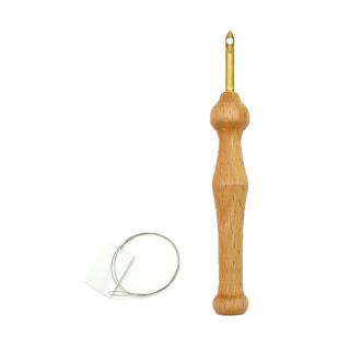 seng* Durable Knitting Embroidery Pen Punch Needle Threader Set DIY Wood Handle Sewing