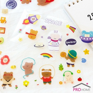 แผ่นสติกเกอร์ PVC ลายการ์ตูน น่ารัก 1 แผ่น สติกเกอร์พีวีซี จัดส่งคละแบบ  Cartoon stickers