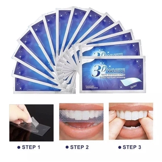 แผ่นฟอกฟันขาว 3D Whitening แผ่นแปะฟันขาว 1ซอง ช่วยให้ฟันขาว ลดคราบเหลือง