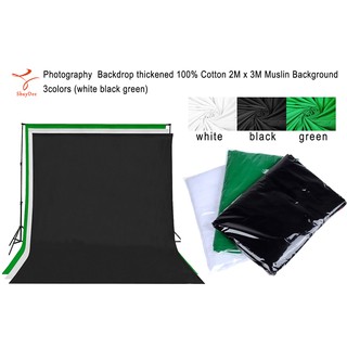Photography Backdrop thickened 100% Cotton 2M x 3M Muslin Background with 3 colors (white black green)