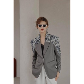 Jules24 - Floral Grey Blazer เบลเซอร์ปักลายดอกไม้