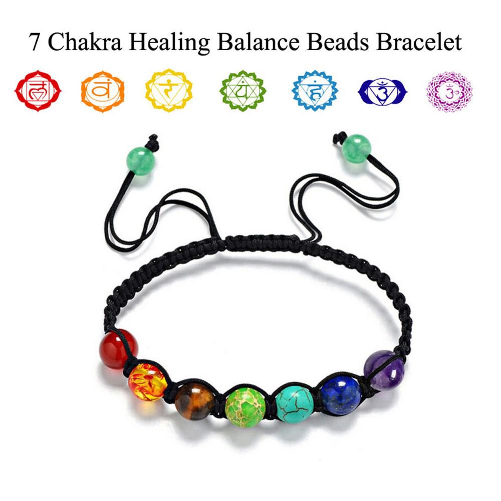 7 Chakra Healing Balance Beads Bracelet Yoga Life Energy Charm Bracelet Jewelry