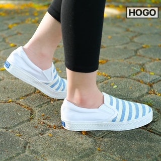 Hogo รองเท้าสลิปออน แบบสวม สวมใส่สบาย ไม่ต้องผูกเชือก รองเท้าผ้าใบผู้หญิง สลิปออน