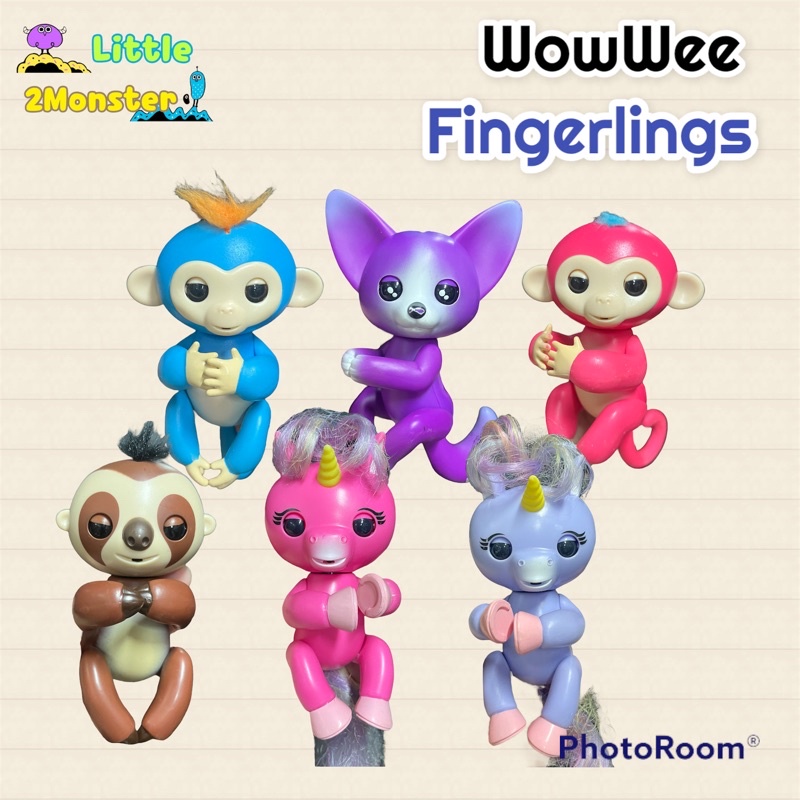 WowWee Fingerlings - Interactive Baby Monkey ตุ๊กตาเกาะนิ้ว ลิงเกาะนิ้ว Fingerlings หุ่นยนต์ของเล่น **มือสอง**