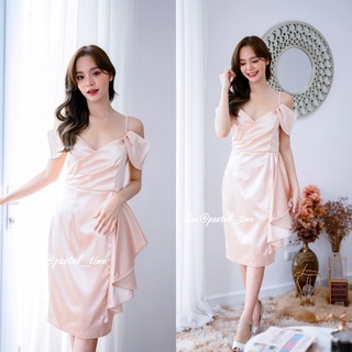 Kiera Silk Satin Dress – Rose Gold สีทองอมชมพู