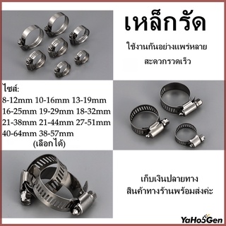 เหล็กรัด เข็มขัดรัดท่อ แคมป์รัดสแตนเลส แบบปรับขนาดได้ ขนาด (8mm-40mm)