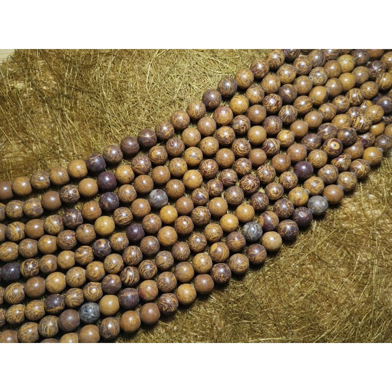 แจสเปอร์ลายหนังช้างแท้ เส้นยาว (Elephant skin jasper)
