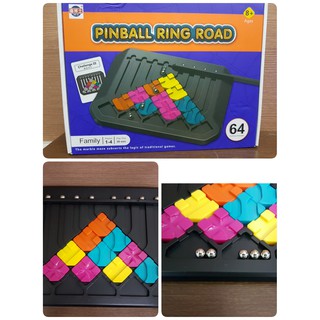 เกมPIN BALL RING ROAD เกมตัวต่อลูกบอลสร้างทางให้ลุกเหล็กตกลงมา มีโจทย์ให้แก้ปัญหา 64 แบบ