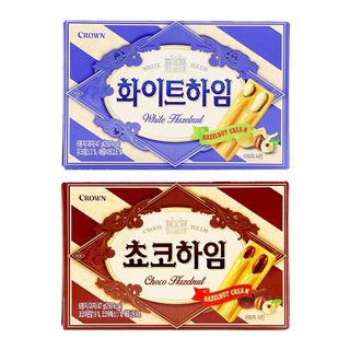 คราวน์ เวเฟอร์สอดไส้ครีมเฮเซลนัท Crown White Heim Choco Heim 142g