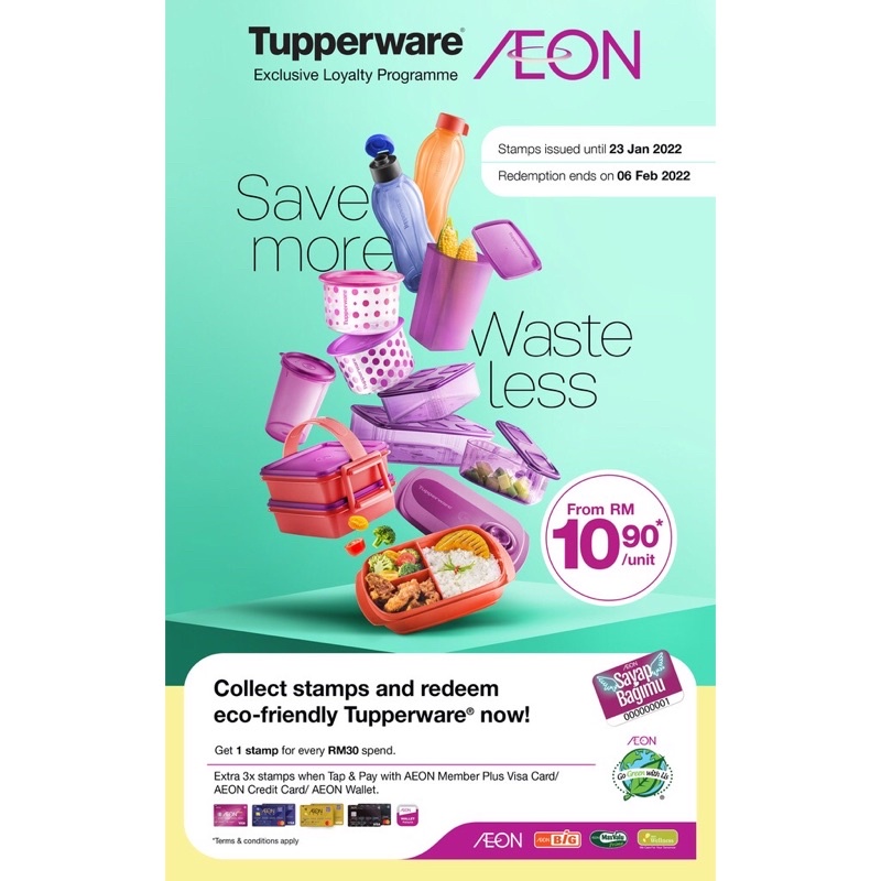 Aeon Sticker/ Aeon Stamp Tupperware 2021 คอลเลกชันสติกเกอร์ 15 ชิ้น/20 ชิ้นและหนังสือเล่มเล็ก Redemp