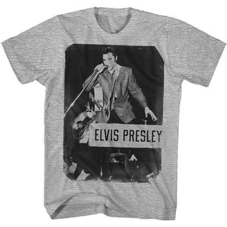 เสื้อยืด พิมพ์ลาย Elvis Presley Standing With Mic แฟชั่นฤดูร้อน สําหรับผู้ชายS-5XL