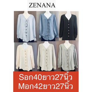 ZENANA เสื้อเชิ้ตผ้าชีฟอง หลายสี แบรนด์นำเข้าแท้