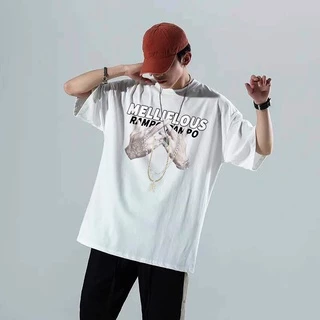 TS MEN เสื้อยืดคอกลมแขนสั้น เสื้อยืดผู้ชาย ทรงหลวม คุณภาพสูง(สีดำ สีขาว) รุ่น T50