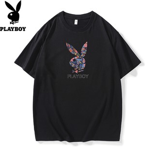 Playboy Mens Short Sleeve T-shirt Loose Casual Cotton Half Sleeve